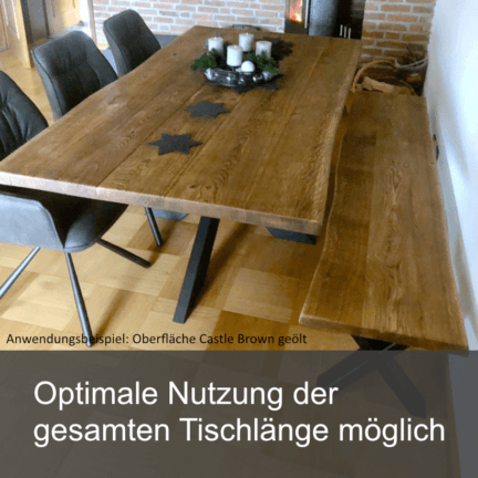 Bank- ablageplatte eiche geschliffen baumkante nutzung