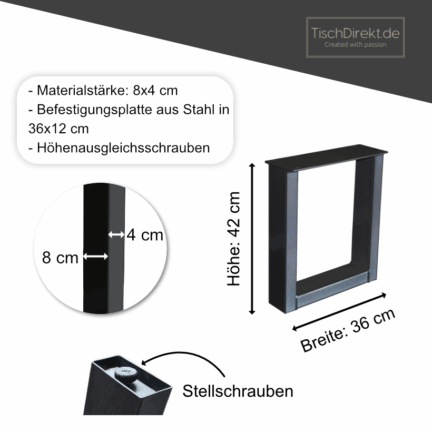 Bankgestell u stahl maße td