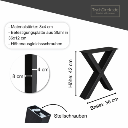 Bankgestell x stahl maße td