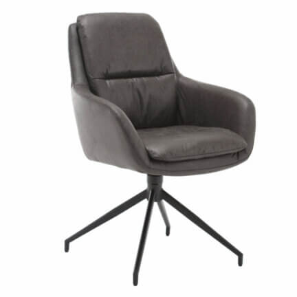 Drehstuhl dave schalenstuhl lederoptik dark grey seitenansicht