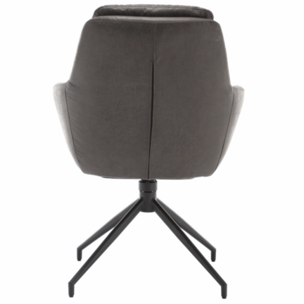 Drehstuhl dave schalenstuhl lederoptik dark grey rückansicht