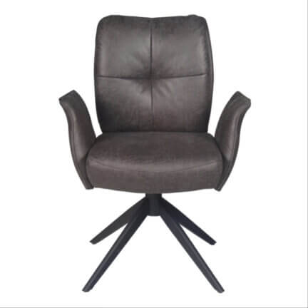 Drehstuhl lars lederoptik, abnehmbare lehnen, dark grey frontansicht