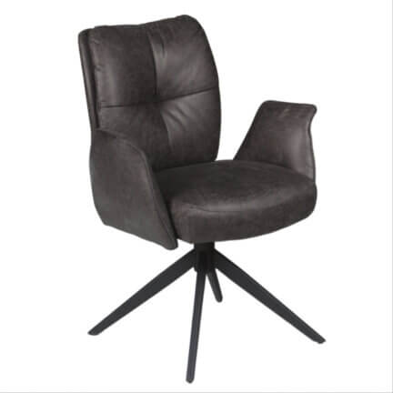 Drehstuhl lars , abnehmbare armlehnen, lederoptik, dark grey