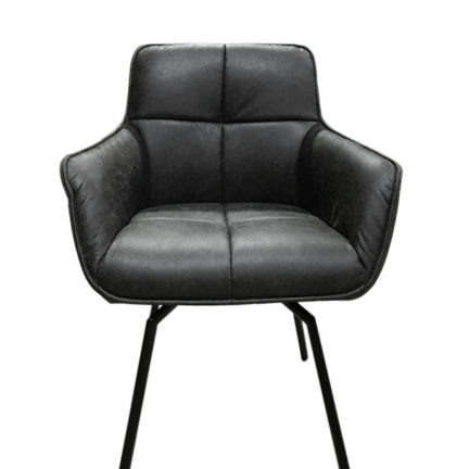 Gut gepolsterter drehstuhl in 180° drehbar, farbe dark grey (lederoptik)