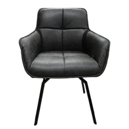 Gut gepolsterter drehstuhl in 180° drehbar, farbe dark grey (lederoptik)