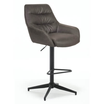 Höhenverstellbarer july barstuhl als schalenstuhl in lederoptik dark grey in der frontansicht