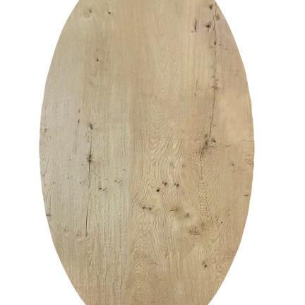 Oval Modell G Die gebürstete Oberfläche dieser lebendig sortierten Tischplatte ist besonders spannend in der Kombination mit der ovalen Form.
