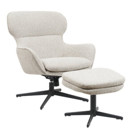 Sessel ivy + hocker, 360 ° drehbar, mit wippfunktion, chateau grey schräfgrontansicht