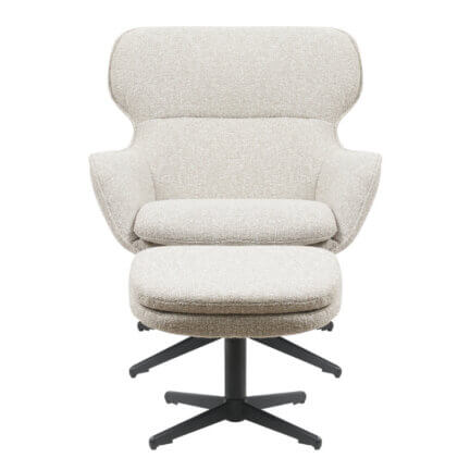 Sessel ivy + hocker, 360 ° drehbar, mit wippfunktion, chateau rey frontansicht