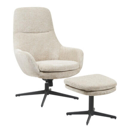 Sessel lilli + hocker, 360 ° drehbar, mit wippfunktion, cornstalk schrägfrontansicht