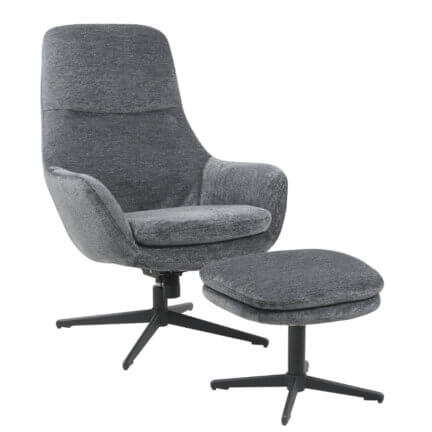 Sessel lilli + hocker, 360 ° drehbar, mit wippfunktion, eiffel tower schrägfrontansicht