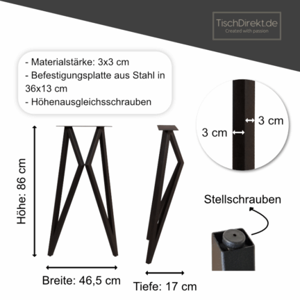 Sideboardgestell butterfly stahl schwarz maße td