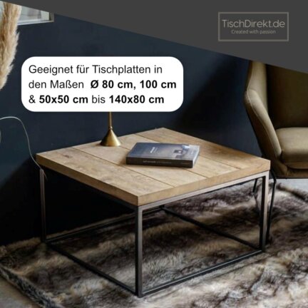 Tischgestell couch cube stahl schwarz plattengröße td