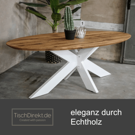 Tischplatte chalet a 30 mm eiche oval geschliffen abgerundete schweizer kante ausstrahlung td