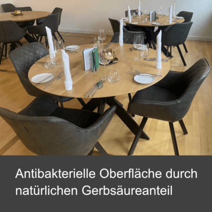 Tischplatte chalet a 30 mm eiche rund geschliffen abgerundete schweizer kante antibakteriell td