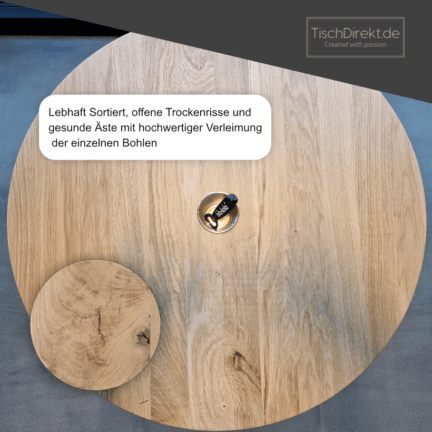Tischplatte chalet a 30 mm eiche rund geschliffen abgerundete schweizer kante sortierung td
