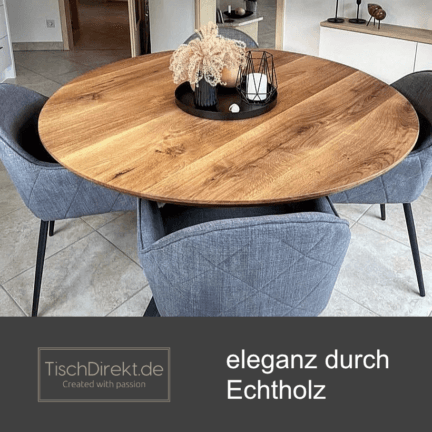 Tischplatte chalet a 30 mm eiche rund geschliffen abgerundete schweizer kante wirkung td
