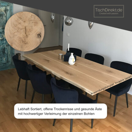 Tischplatte chalet e eiche 3 bohlen geschliffen baumkante