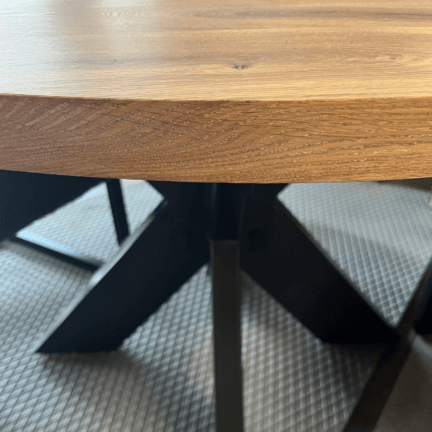 Tischplatte chalet g 30 mm eiche rund geschliffen gerade kante anwendungsbeispiel td