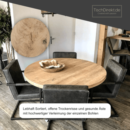 Tischplatte chalet g 30 mm eiche rund geschliffen gerade kante sortierung td