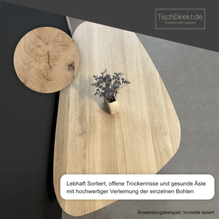 Tischplatte chalet k kieselform, 30 mm eiche schweizer kante kleinformat sortierung