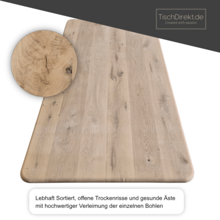 Tischplatte chalet r runde kanten und ecken, geschliffen 40 mm eiche sortierung td