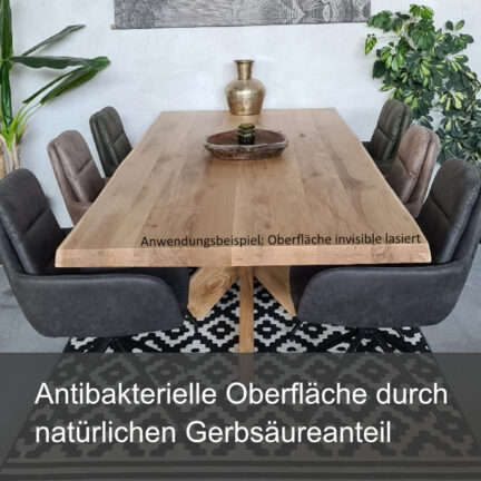 Tischplatte eiche chalet b 60 mm geschliffen baumkante aufgedoppelt