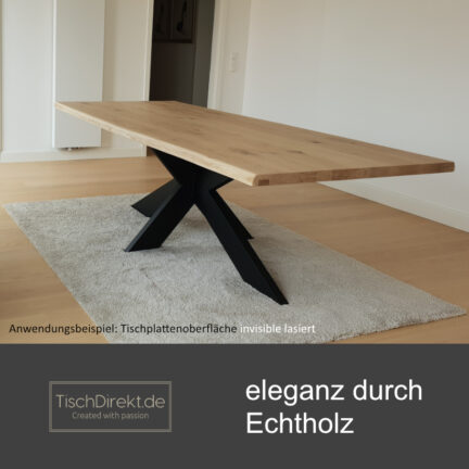 Tischplatte eiche chalet b 60 mm geschliffen baumkante aufgedoppelt