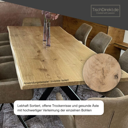 Tischplatte eiche chalet b gerade kante geschliffen