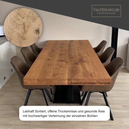 Tischplatte chalet xl 80 mm geschliffen gerade kante aufgedoppelt