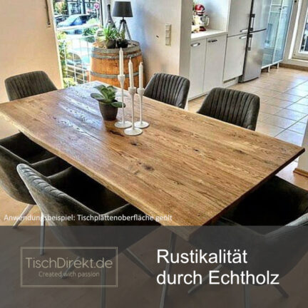 Tischplatte loft b 30 mm gebürstet baumkante
