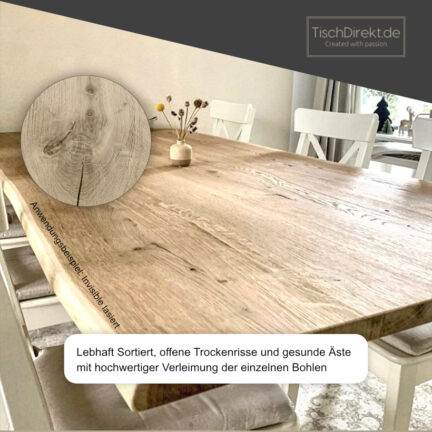 Tischplatte loft b 30 mm gebürstet baumkante