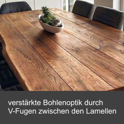 Tischplatte loft b mit fase gebürstet baumkante