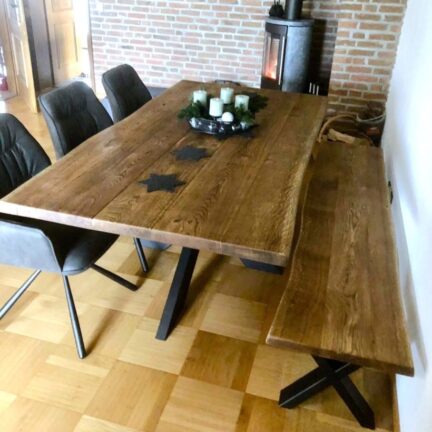 Tischplatte loft b mit fase gebürstet baumkante