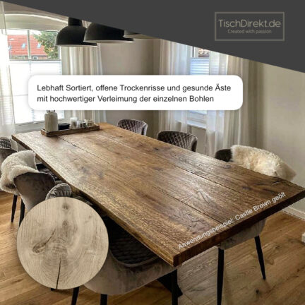 Tischplatte loft e eiche massiv baumkante