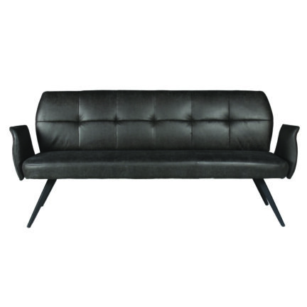 Gepolsterte sitzbank lars mit rückenlehne, abnehmbare armlehnen, lederoptik, dark grey, 180 cm