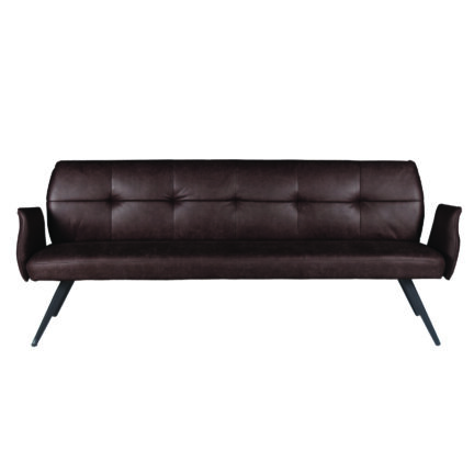 Gepolsterte sitzbank lars mit rückenlehne, abnehmbare armlehnen, lederoptik, ebony, 220 cm