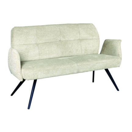 Gepolsterte sitzbank lars mit rückenlehne, abnehmbare armlehnen, webstoff, champagne, 120 cm