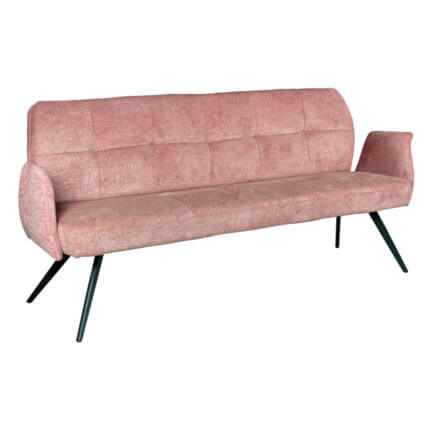Gepolsterte sitzbank lars mit rückenlehne, abnehmbare armlehnen, webstoff, light rose, 220 cm