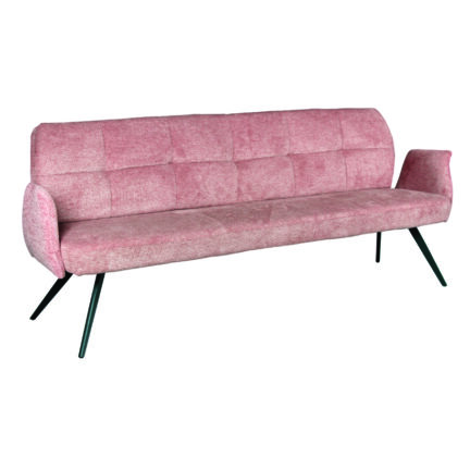 Gepolsterte sitzbank lars mit rückenlehne, abnehmbare armlehnen, webstoff, light rose, 220 cm