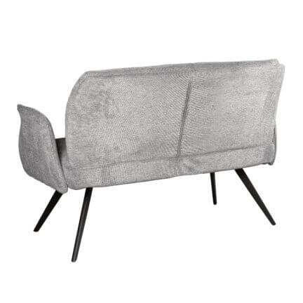 Gepolsterte sitzbank lars mit rückenlehne, abnehmbare armlehnen, webstoff, stone, schrägrückansicht, 120 cm