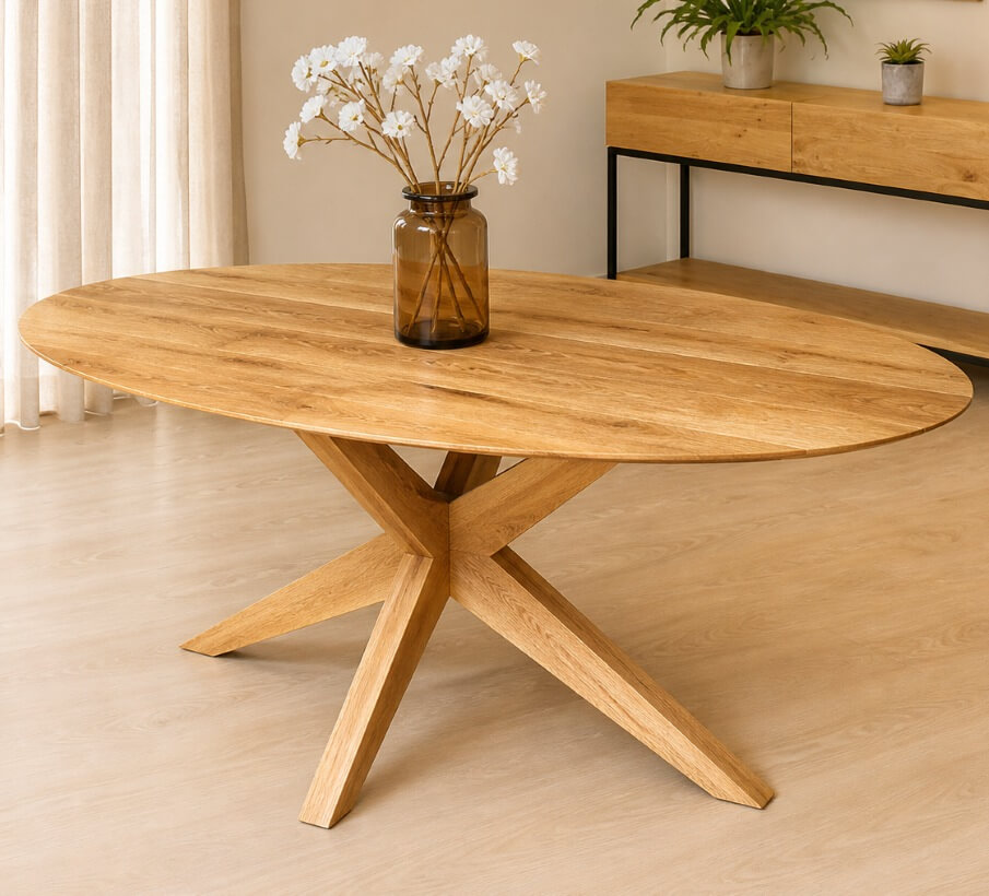 Revival des Design der 60er Jahre – Wie der ikonische Stil heute moderner denn je ist 10 Ovale tischplatte aus massivholz mit modernem untergestell